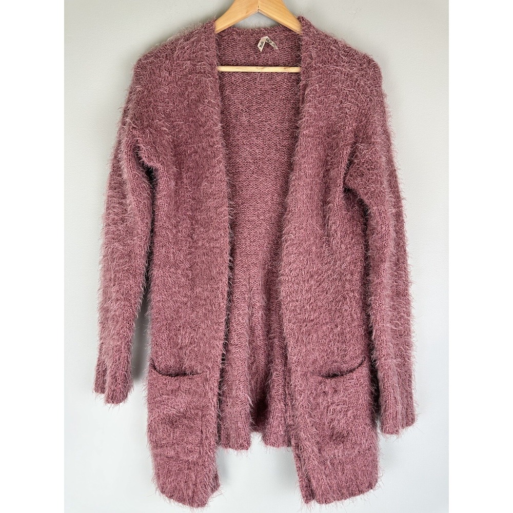 Mudd Long Fuzzy Soft Open Front  Cardigan with Pockets Juniors Size XS